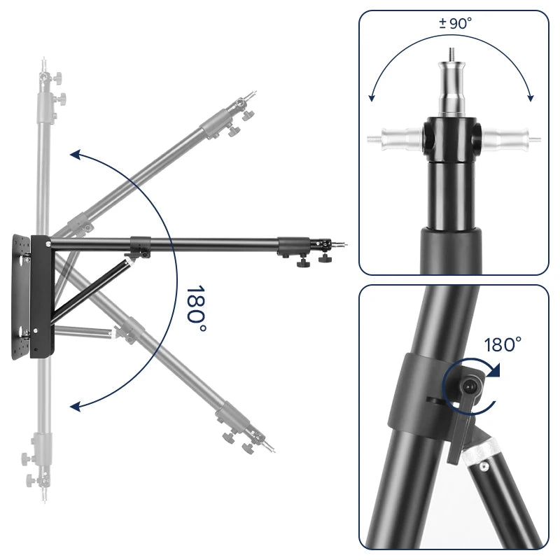 22in Ring Light Wall Mount,137/175cm Wall Mounting Triangle Boom Arm With Dimmable Light For Photography,Studio Kit Video Lights