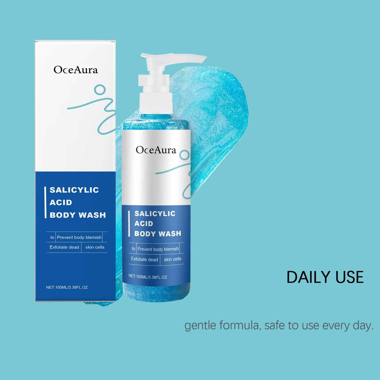Salicylic Acid Exfoliat Shower Gel Long Moisturizing Smooth Remove Skin Dirt Gentle Foam Body Cleanse Bath Product 100ml Nourish
