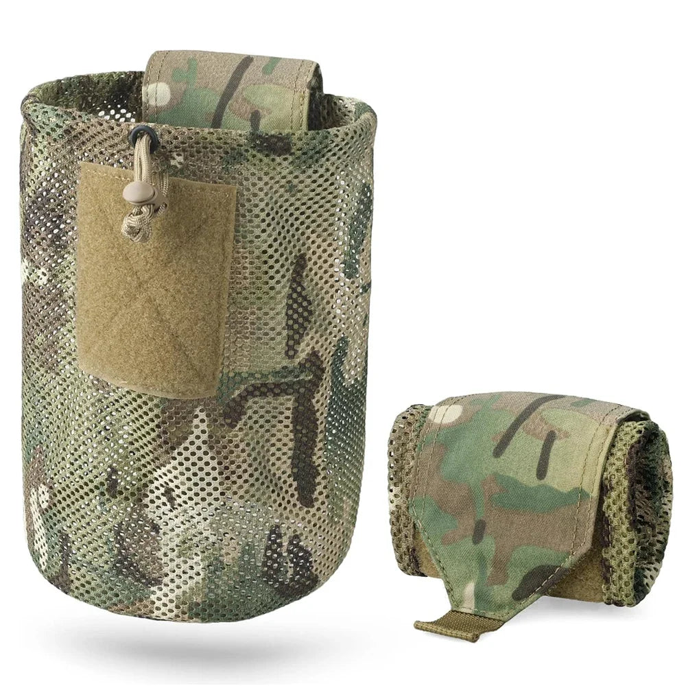 Tactical Style Roll-Up Mesh Utility Pouch, Lightweight Foldable Storage Pocket for Outdoor & EDC Use