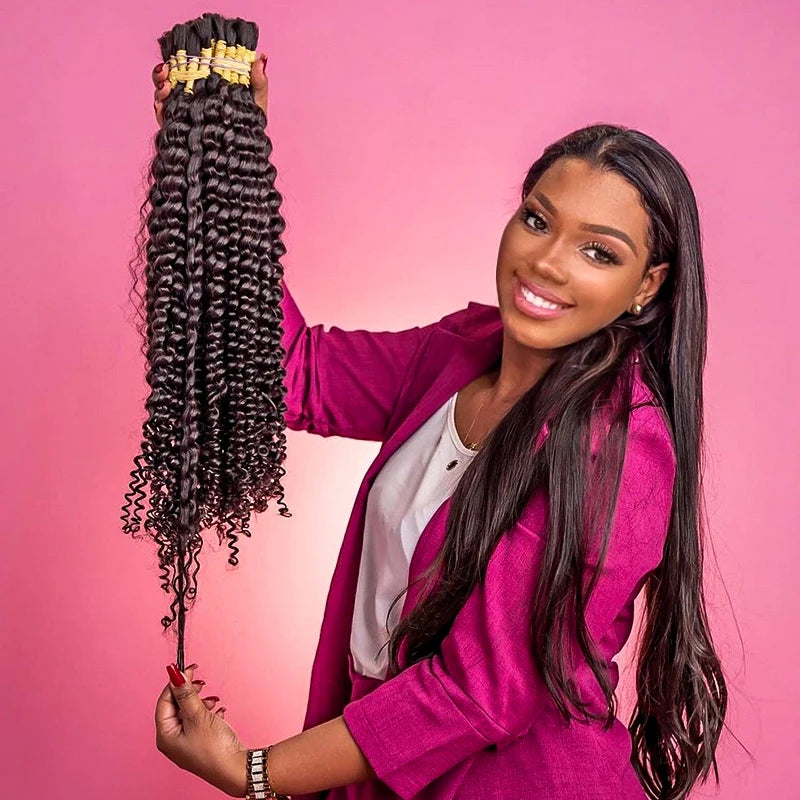 Perruque Cheveux Indiens Humain 100% Bulk Deep Loose Wave Curly Bundles Human Hair Bulk For Braiding Hair Human Hair Extensions