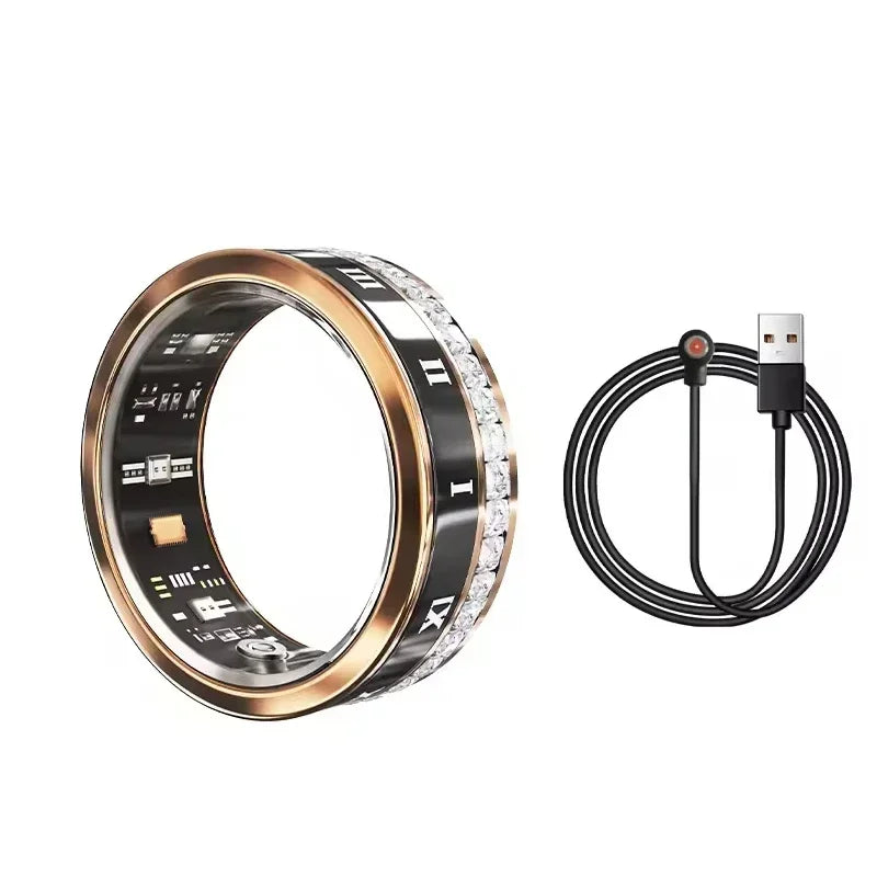 Diamond Smart Ring for Men Women Heart Rate Blood Oxygen Sleep monitoring IP68 Waterproof Sport Modes Ring For Android IOS