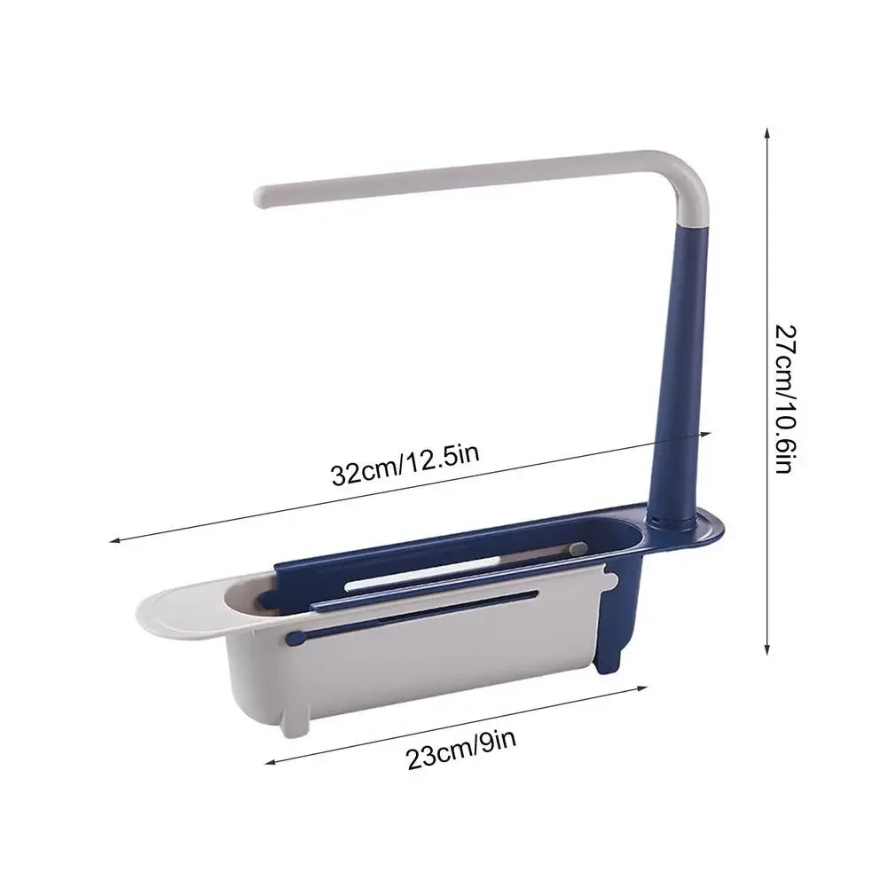 Kitchen Telescopic Sink Organizer Rack Telescopic Faucet Organizer for Soap Towel Sponge Storage Adjustable Shelf Storage Rack