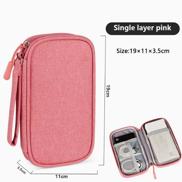 Travel Portable Digital Product Storage Bag Waterproof Double Layer Case for USB Data Cable Organizer Portable Tech Gadget Pouch