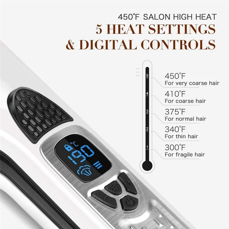 Professional Salon Steam Hair Straightener Nano Titanium  Steam Flat Iron + Removable Comb EU Plug Black