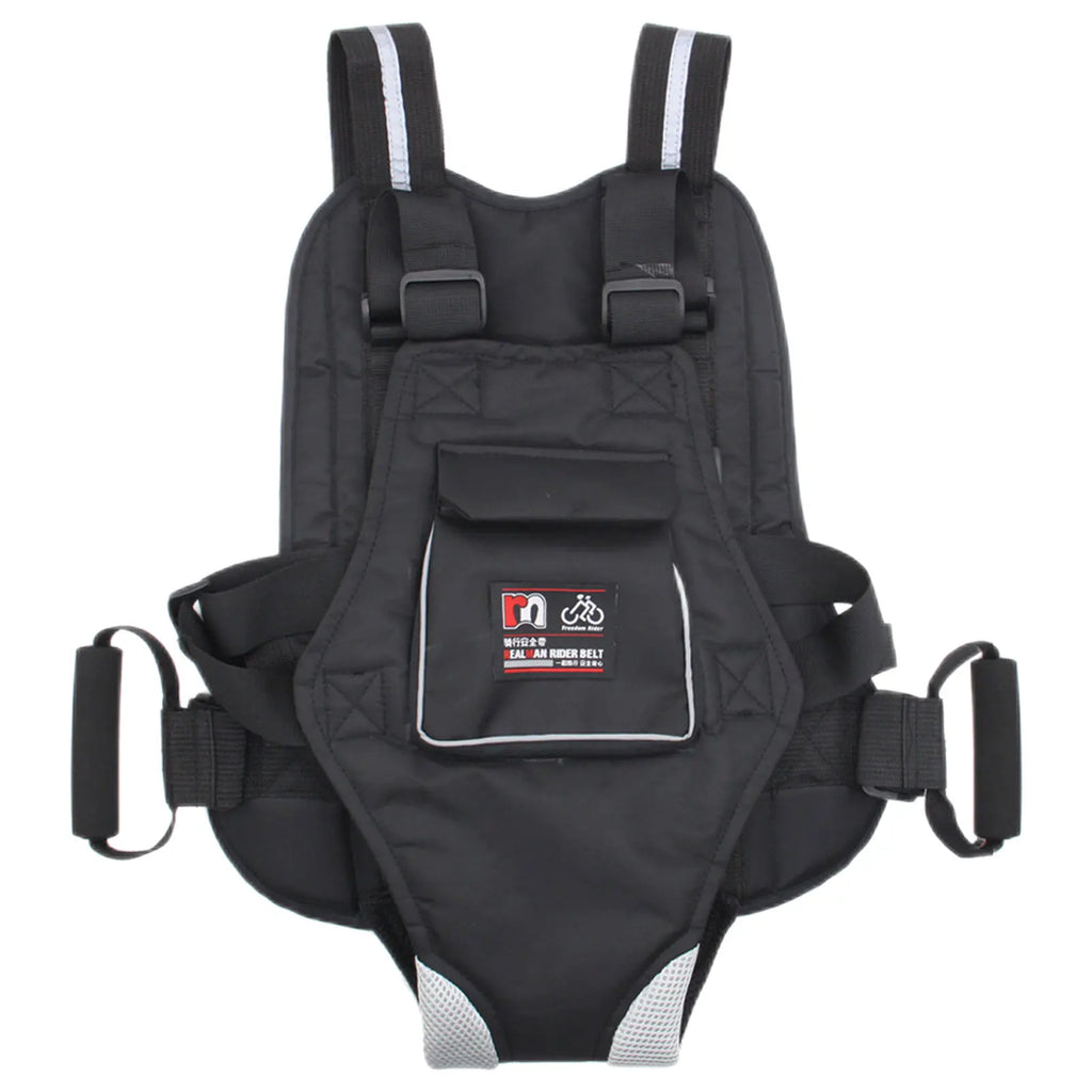 Breathable Motorcycle Safety Belt with Storage Bag Rear Seat Grab Handle Strap Harness Adjustable Child Reflective Strip for Kid