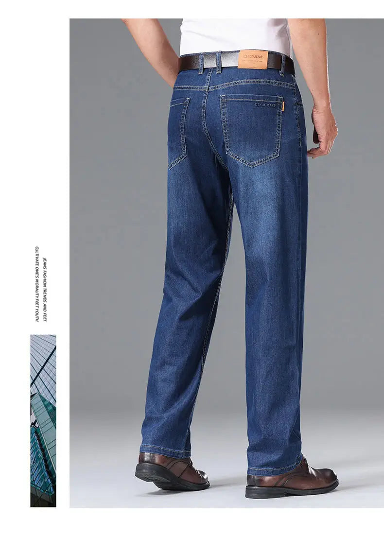 Men's Fashionable Jeans All-Season Cotton Blend Straight-Leg Pants Trendy Minimalist Versatile Casual Style Denim Wear Size29-42