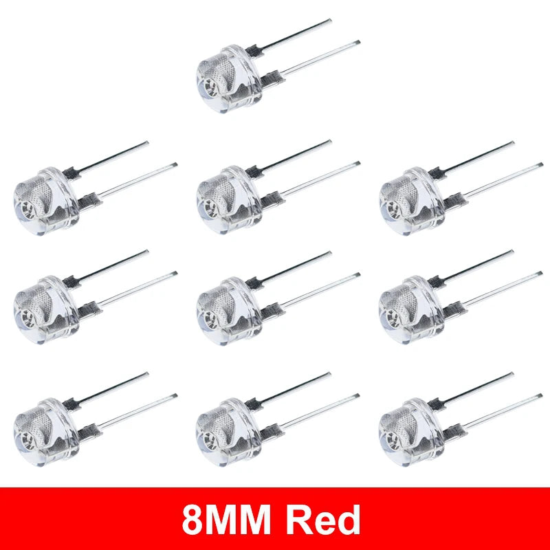 10/100PCS NEW F8 8mm 0.5W 3.0-3.2V Straw hat LED White Super bright LED lamp Wide Angle Transparent LED Lamp Strawhat LED