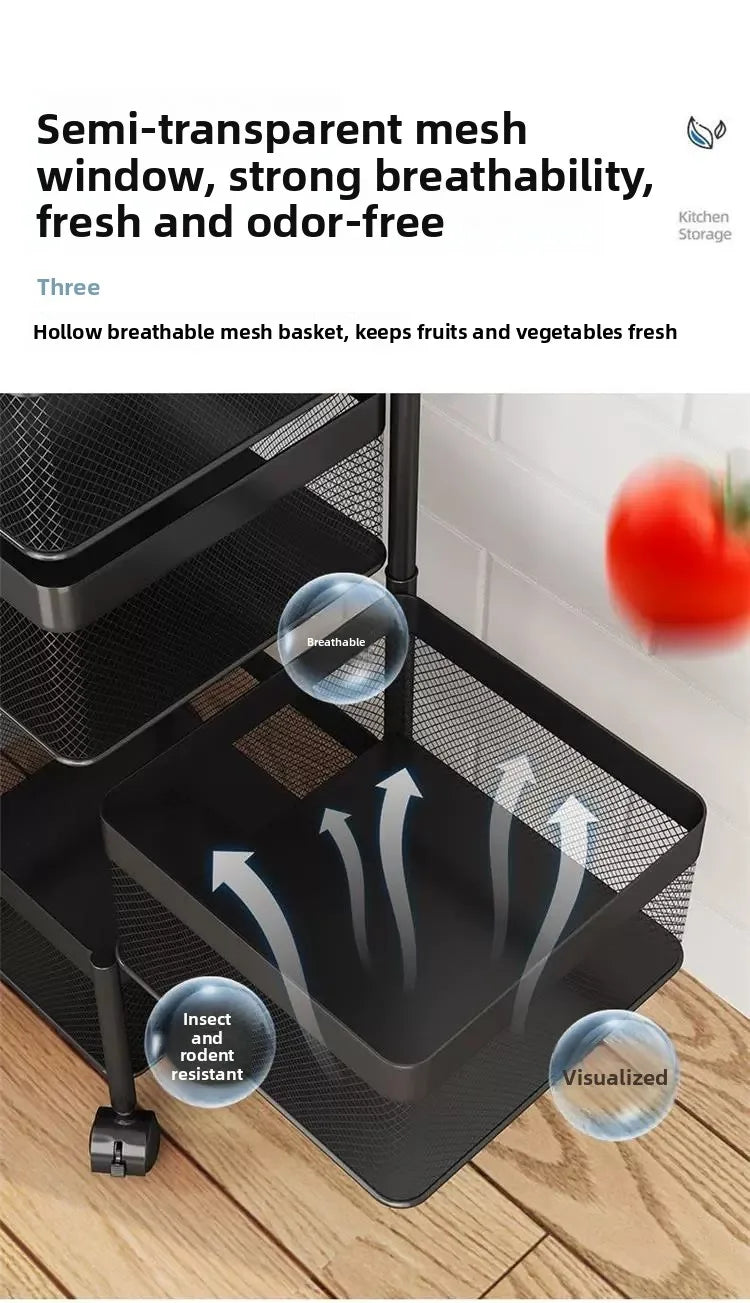 Home Use Rotating Multi-Layer Mobile Storage Ra Frie  Vegetable Fruit Storage elf Kitchen Organization No Installation