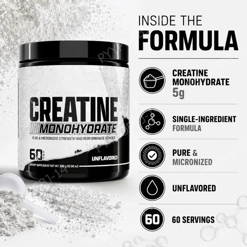 Creatine Monohydrate Powder 5g Per Serving Supports Strength Muscle Recovery Unflavored 60 Servings 300g