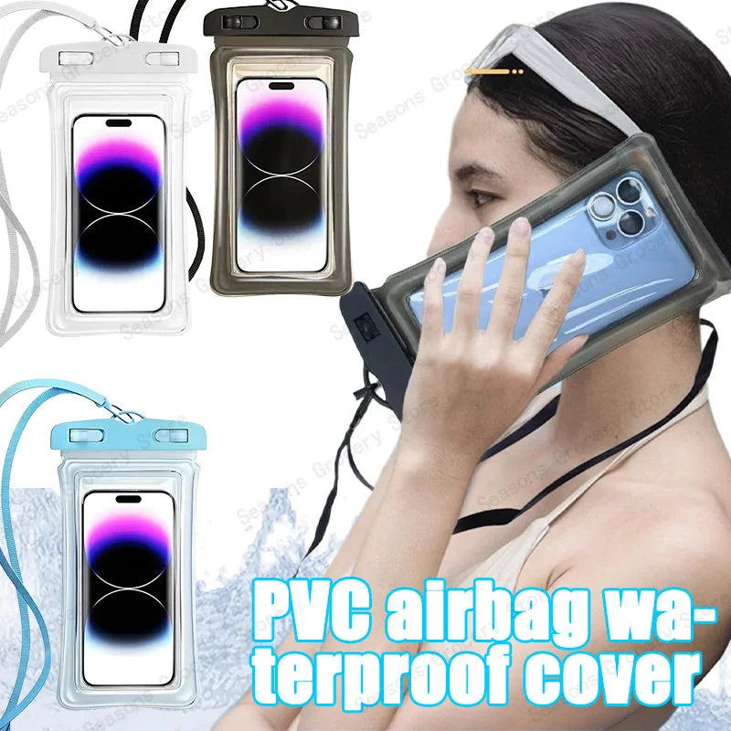 Transparent Waterproof Phone Pouch Under 7.2 Inches Touch Screen Swimming Rafting Waterproof Case with Lanyard Sealed Bag