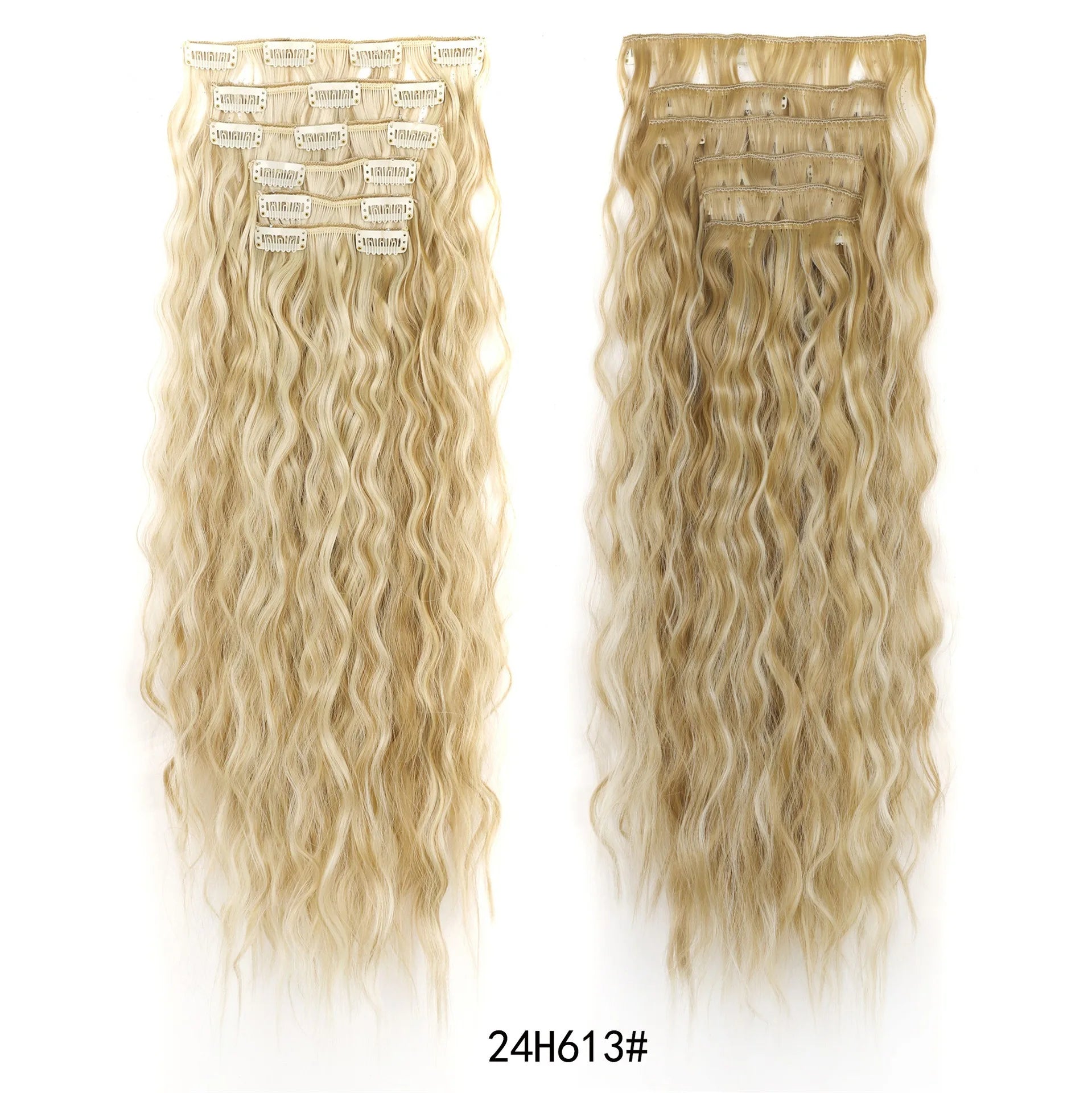 Synthetic Clip In Hair Extensions 6PCS Set Kinky Curly 24inch Long  Clip On Hairpiece Style For Women Girls Daily Party