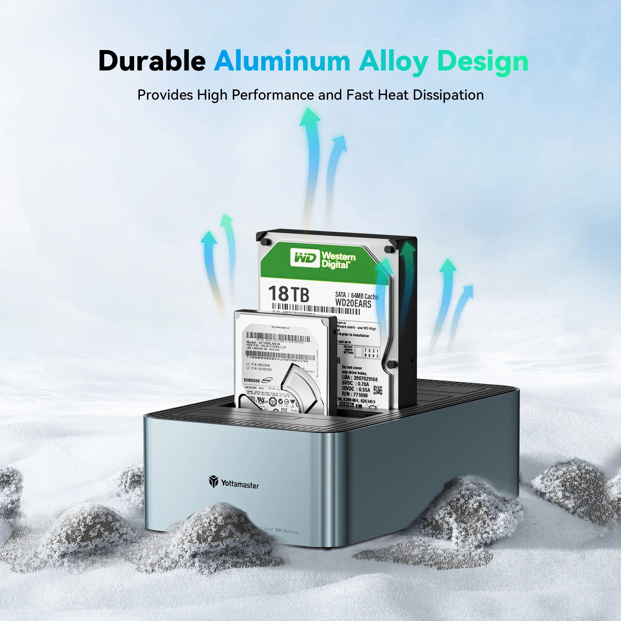 Yottamaster Aluminum 4/5 Bay SATA Hard Drive Docking Station Type-C 78W with Offline Clone for 2.5/3.5 inch SSD HDD Enclosure