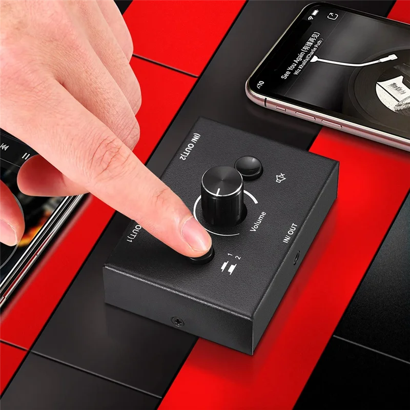 Newest  3.5mm Audio Switcher, 2 Input 1 Output/1 Input 2 Output Audio Splitter Switcher, Audio Switcher Box,One-Key Mute Button