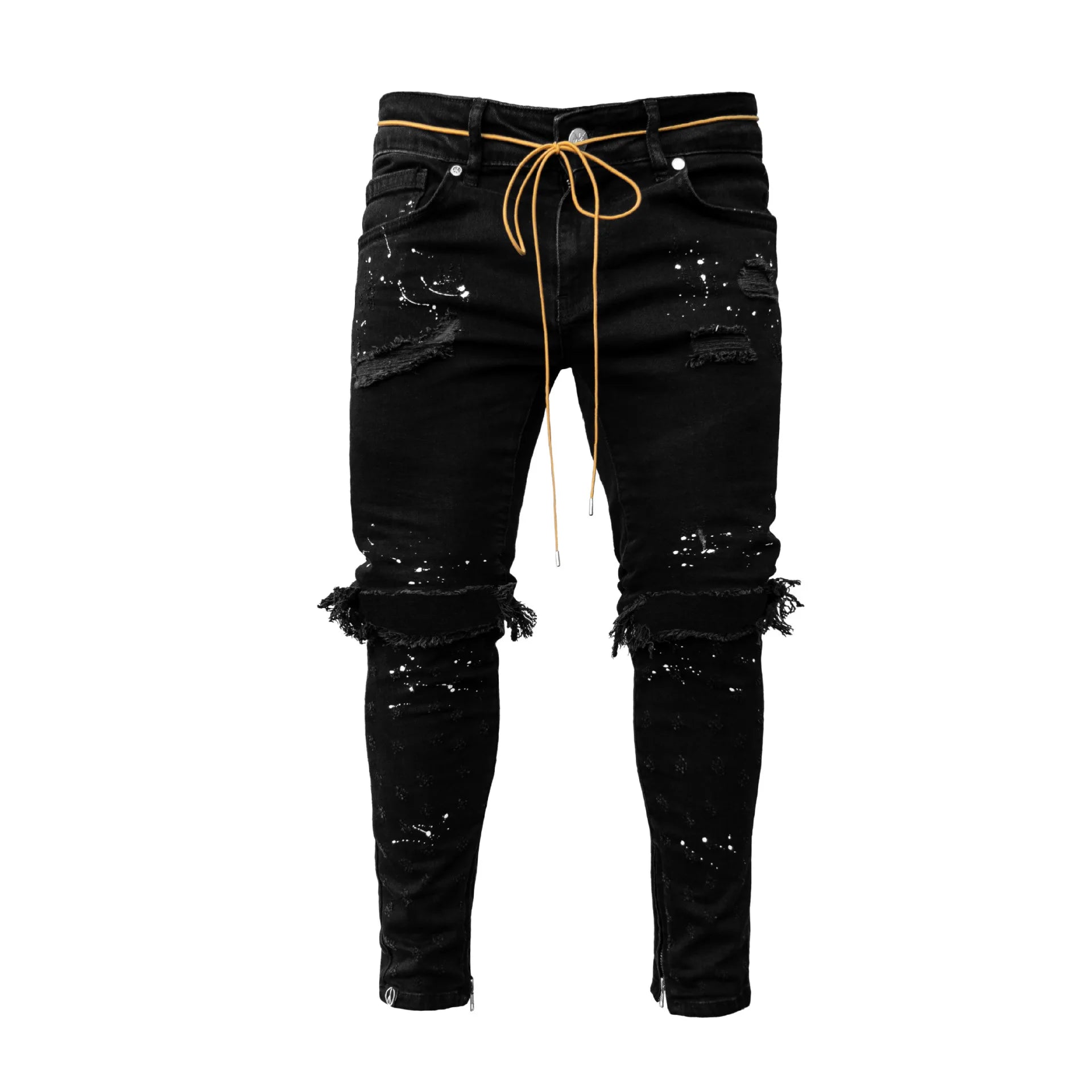 New 2026 Ripped Hole Jeans for Men Hip Hop Cargo Pant Distressed Denim Jeans Skinny Men Clothing Full Length Slim Trousers Male