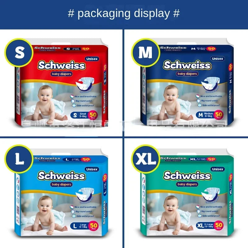 50pcs/1pack Wholesale Hot Sale Baby Pull Up Diapers Soft Light and Thin Breathable Super Absorbent Disposable Nappy for Newborns