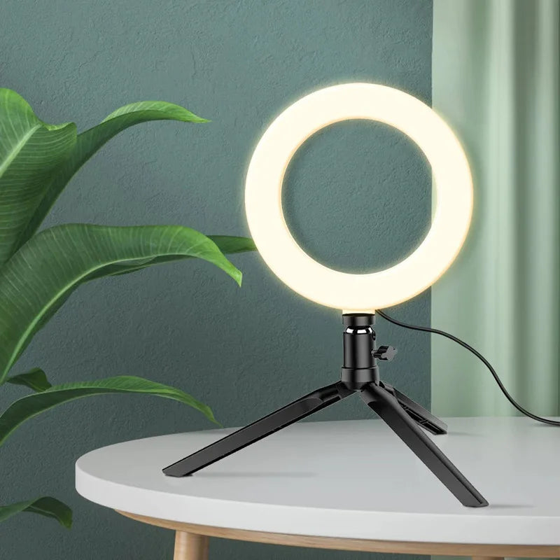 Photography RingLight LED 3 Modes Dimmable Selfie Ring Light With Tripod & Phone Stand For TikTok Video Live Makeup Fill Lamp
