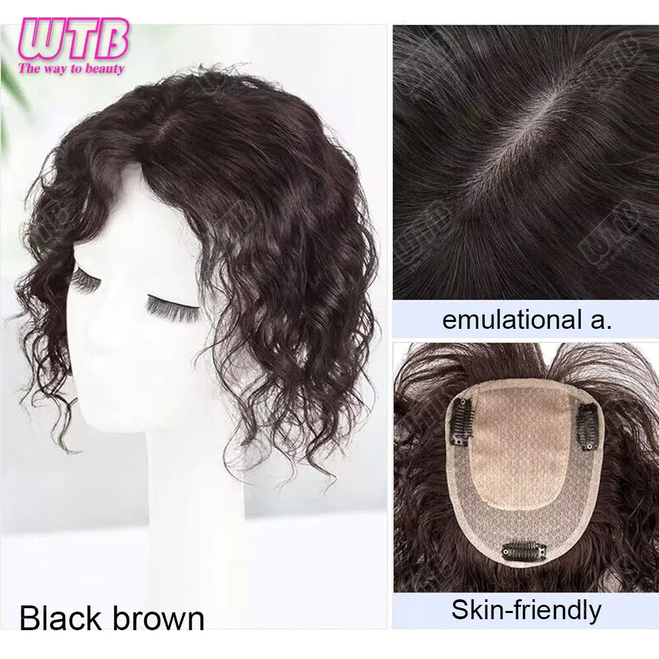 Synthetic Clip In Hair Extension Short Curly Toupee Hairpiece for Women With Thinning Hair Increase Hair Volume