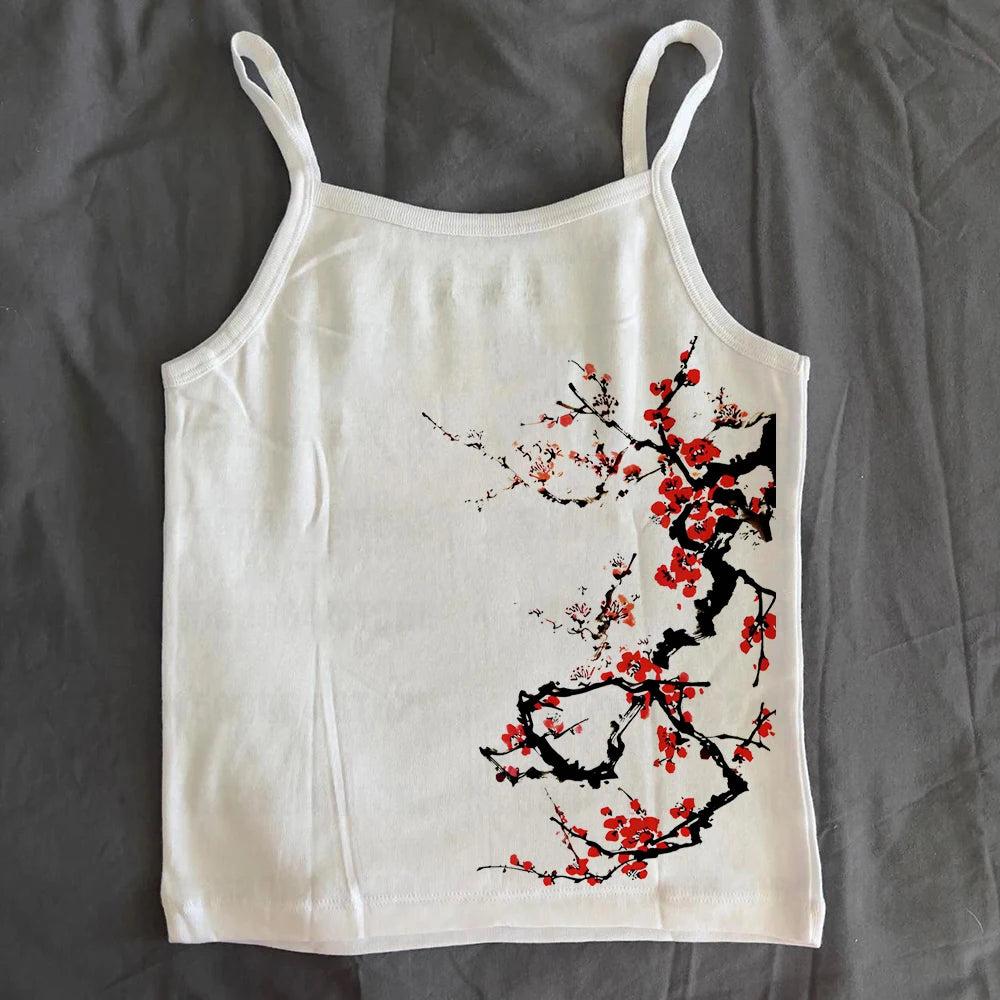 Y2K streetwear Vintage Crop Top Punk Women Flower Print sexy Baby Tee Fashion 2000s Top Y2k Style personality Emo Girls ﻿