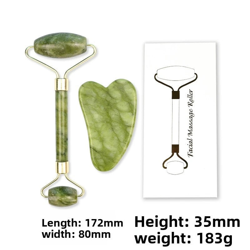 Natural Jade Roller Massager for Face Body Back Foot Massage Roller Facial Liftting Anti-wrinkle Double-end Gua Sha Jade Stone