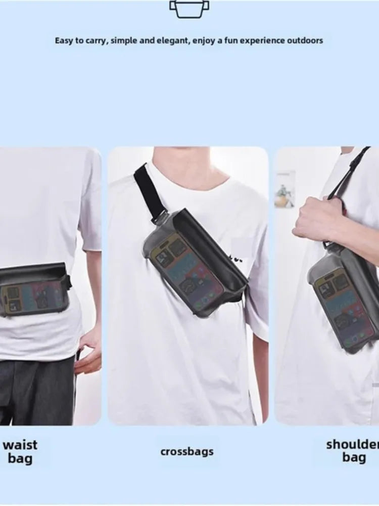 Waterproof Mobile Phone Pocket Bag Valuables Belt Bag Beach Swimming Snorkeling With Adjustable Touch Screen Drifting Snorkeling