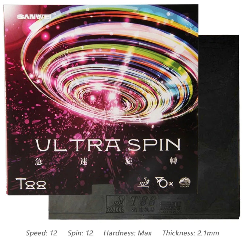 SANWEI T88 Ultra Spin Table Tennis Rubber Semi-sticky Control Loop Ping Pong Rubber with High Elasticity Sponge