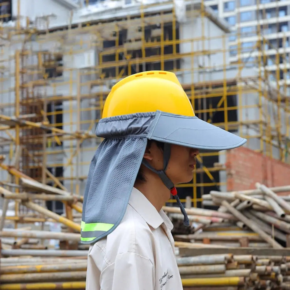 Breathable Reflective Hat Brim Sun Protection Netting Safety Helmet Sunshade Light Weight Reflect Light Reflective Neck Shield