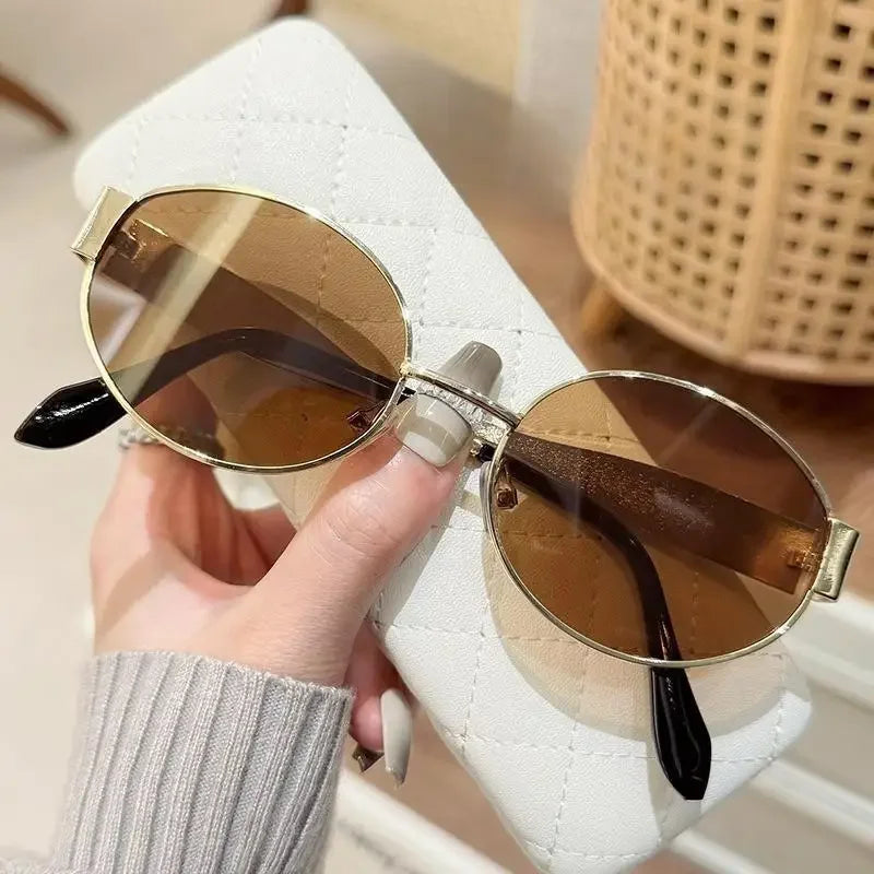 2025 New Fashion Retro Women Sunglasses Luxury Oval Frame Sunshade UV400 Unisex Outdoor Glasses for Traveling, Driving, Parties