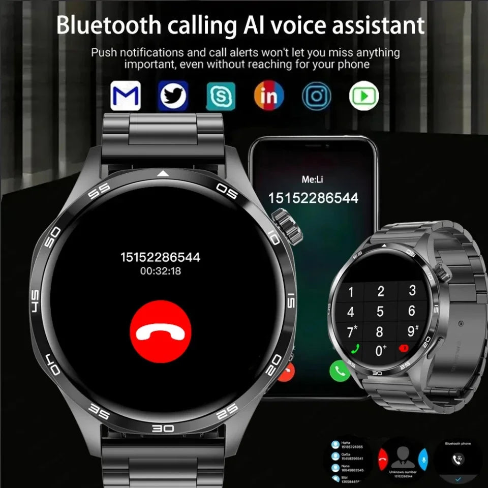 Full Round Smart Watch Men AMOLED HD Screen Bluetooth Call Watches Health Monitoring GPS Tracker Smartwatch Men For Android IOS