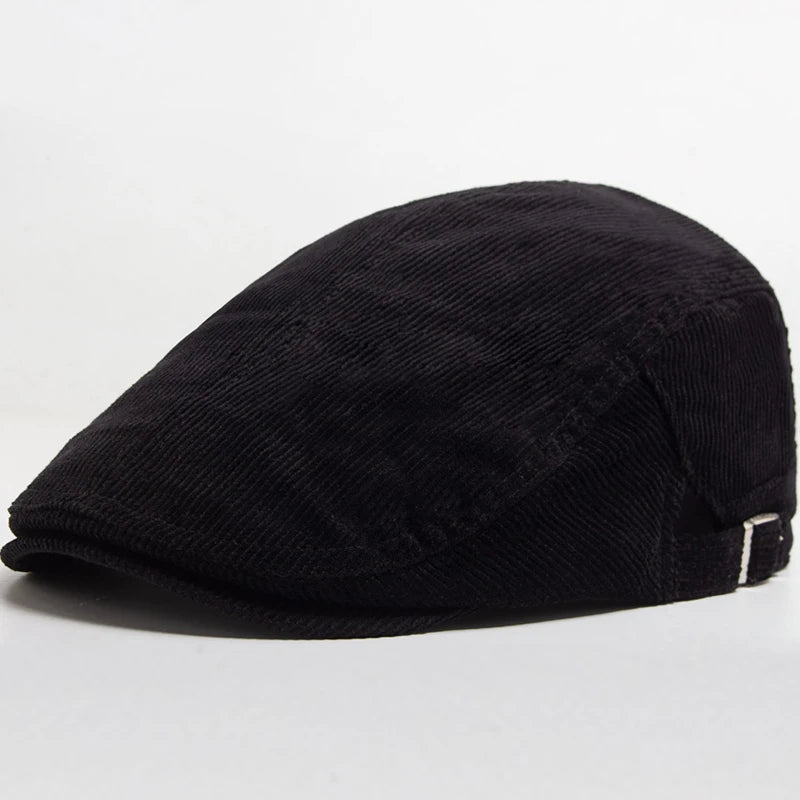 Men Fashion Corduroy Beret Spring Autumn Thick Warm Women's Flat Hat Vintage Casual Newsboy Cap Unisex Fashion Front Back Wear