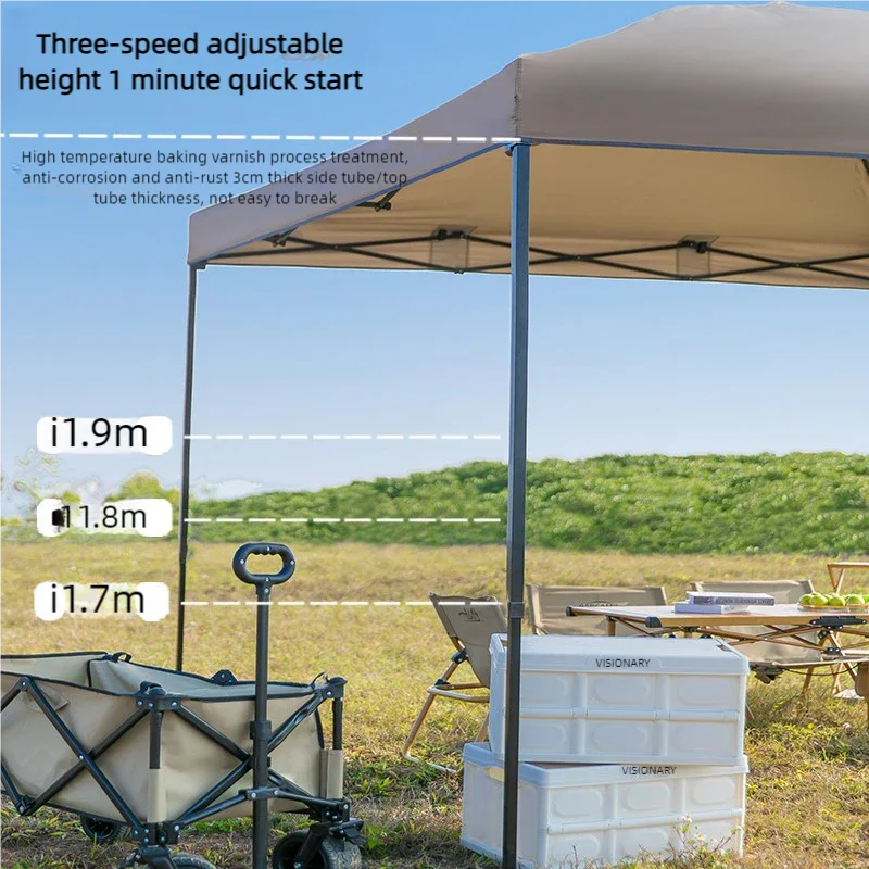 Outdoor pop-up canopy Gazebo Tent beach camping instant canopy 10x10 feet (khaki color) Convenient to carry withWith tugboat bag