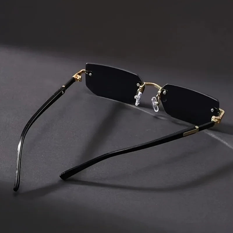 Fashionable Retro Square Unisex Frameless Sunglasses UV Protection Street Style Versatile Slimming Design for Men And Women