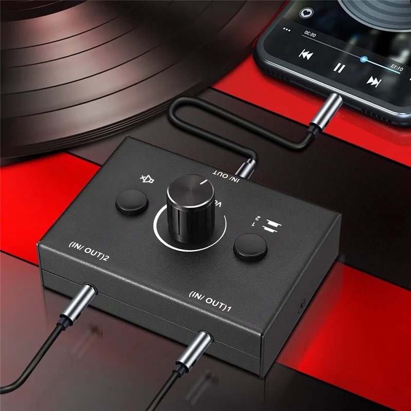 Newest  3.5mm Audio Switcher, 2 Input 1 Output/1 Input 2 Output Audio Splitter Switcher, Audio Switcher Box,One-Key Mute Button