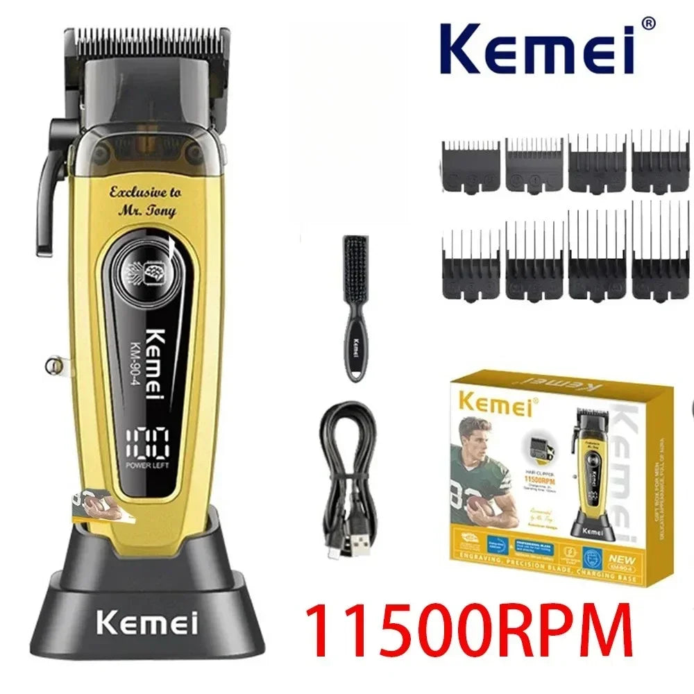 Kemei 11500RPM Rechargeable Hair Clippers Barber Cordless Hair Trimmer Shaver Men Hair Cutting Machine KM-2299 KM-90-4 KM-1102