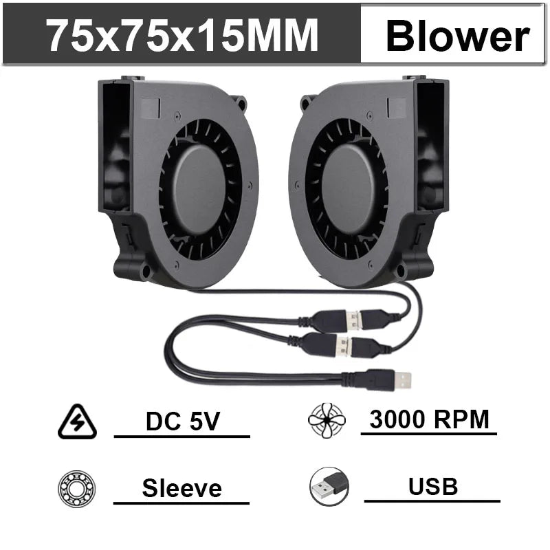 Gdstime 40mm 50mm DC 5V USB 60mm 70mm TV Box Cooling Fan 120mm 140mm Brushless AV Receiver Cooler w 2 in 1 USB Controller Cable