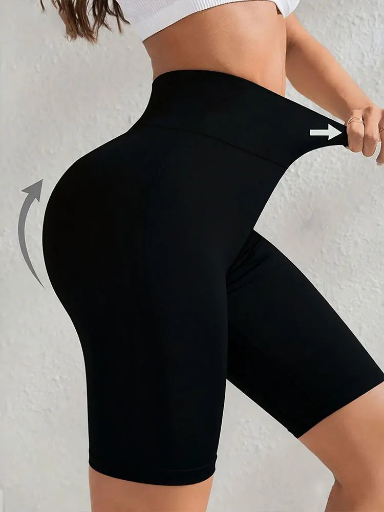 Women's High Waist Biker Shorts Knee Length Tummy Control Ultra Comfort Active Trousers Yoga And Daily Wear Plus Size Leggings