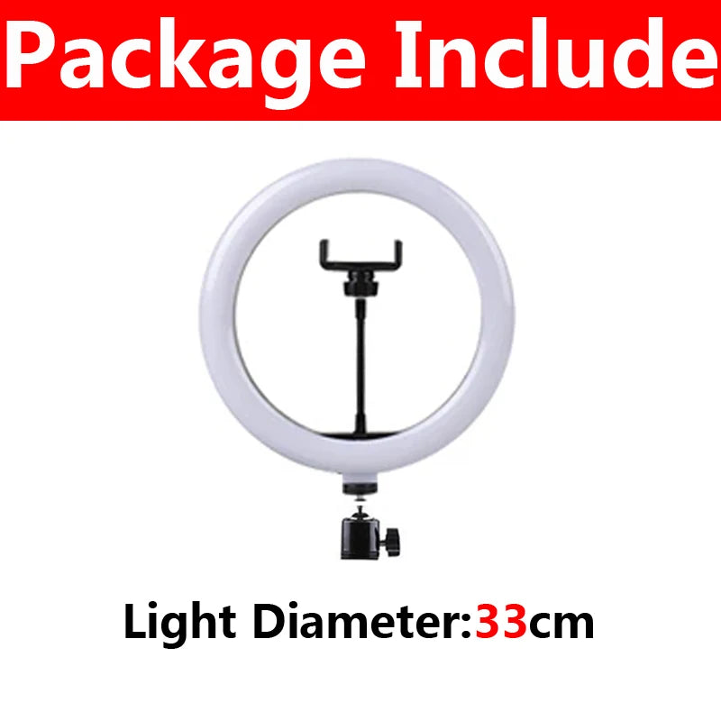 16/26/33cm LED Photography RingLight 3 Modes Dimmable Selfie Ring Light with Phone Stand For Tiktok Video Live Makeup Fill Lamp