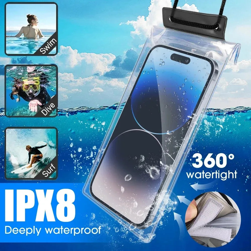 IPX8 Universal Waterproof Phone Case Water proof Bag Mobile Cover for iphone 13 14 15Pro Pouch Coque Underwater Cases Protector