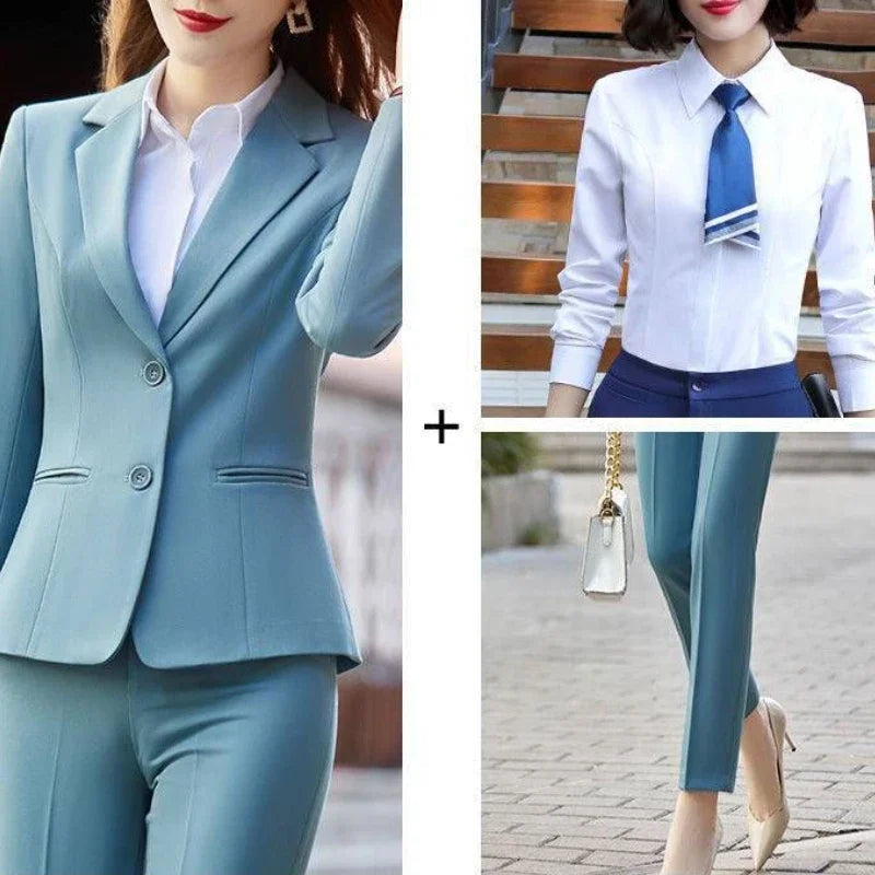 Two Pieces Sets Pants for Woman Shirt Outfits Blouse and Trousers Suits Office Women's 2 Pant Set Wear To Work Black Blazer Xxl