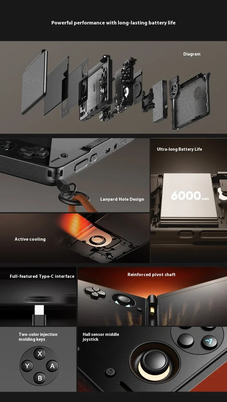 AYN Thor Dual Screen Flip Handheld Game Console 6" OLED 120 HZ 1080*1920 Screen SD 8Gen 2nd Version 16GB+1t Handheld Game Player