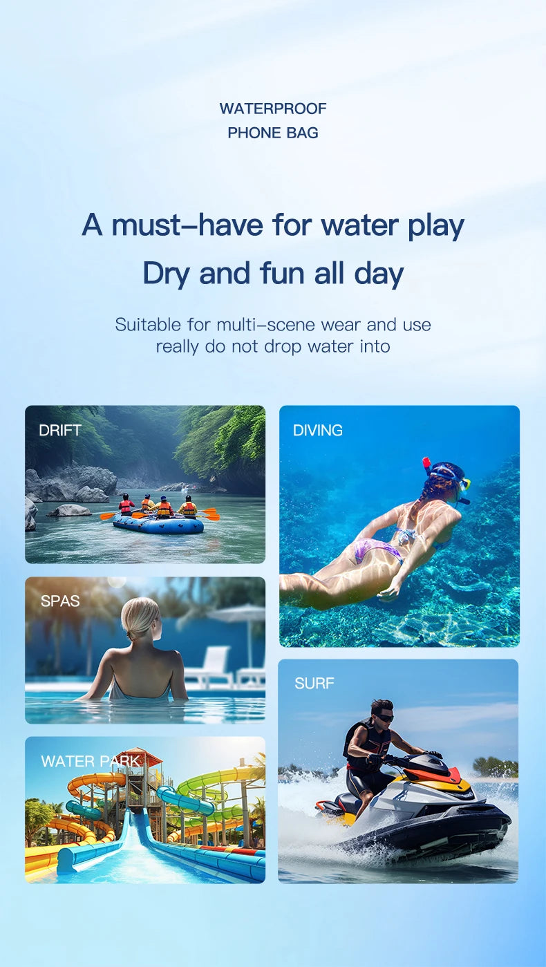 Clear Window Waterproof Phone Pouch - Touchscreen Case for Underwater Photos, Swimming, Rafting (iPhone, Huawei, Xiaomi, Android