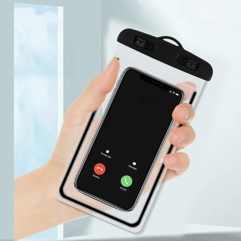 PVC Transparent Waterproof Phone Pouch Luminous Touchscreen Dry Bag with Seal Lock for Swimming Diving Hot Spring Rafting
