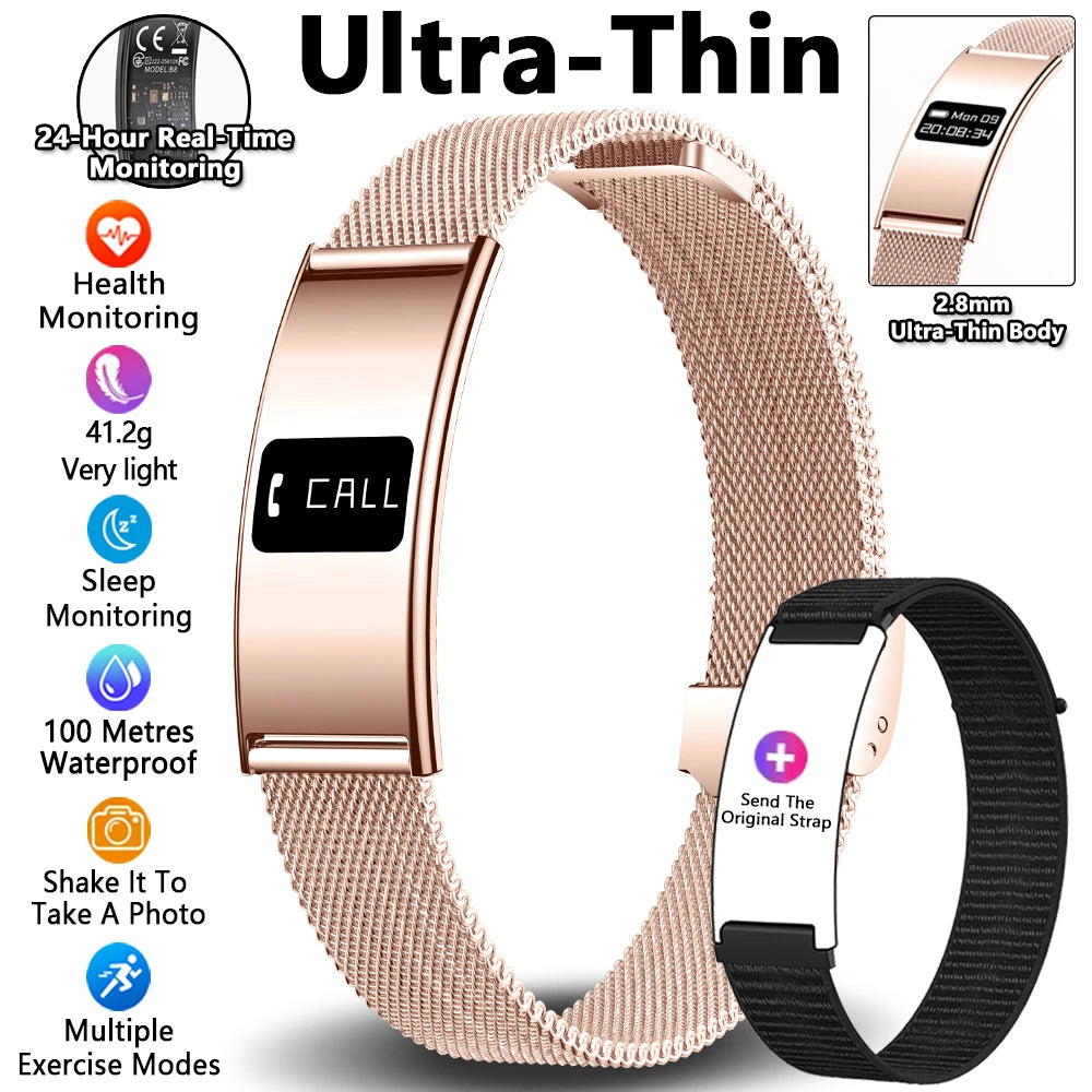 2026 New Ultra-thin Smart Watch Men Health Smart Bracelet Women Sports Fitness Waterproof Heart Rate Sleep Monitoring Wristbands