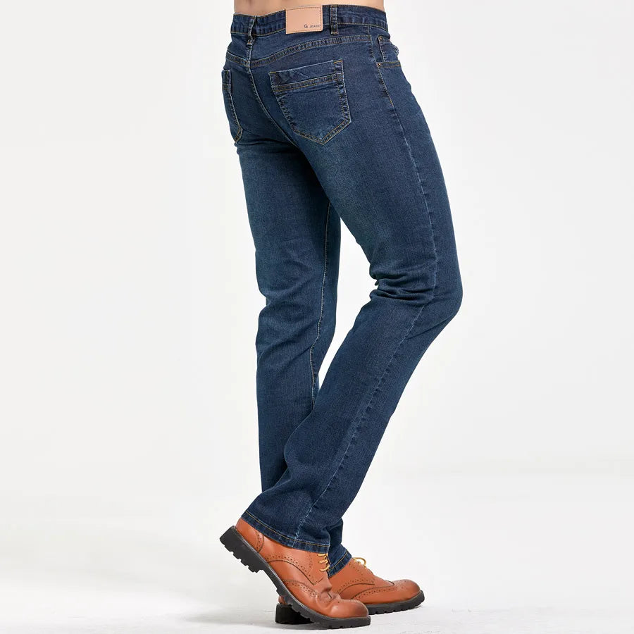 Men's Classic Slim Fit Straight Jeans Casual Stretch Denim Pants Fashion Blue Trousers