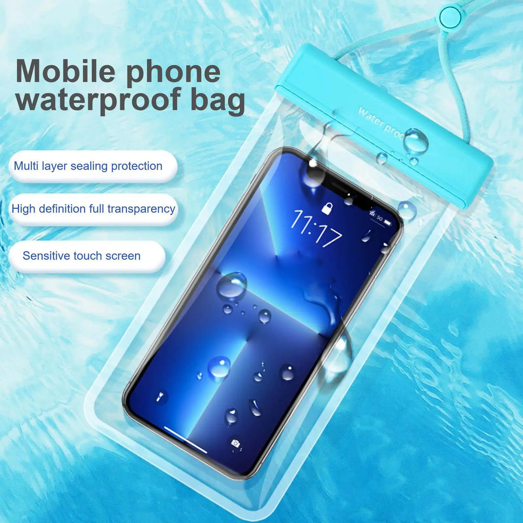 IPX8 Waterproof Phone Pouch, Swimming & Diving Dry Bag with Touchscreen for Mobile Devices Up to 7.2 Inches