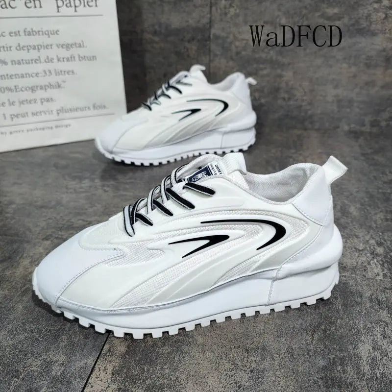 Chunky Sneakers Men Women Cover Bottom Board Shoes Fashion Casual Leather Mesh Breathable Increased Internal Flat Platform Shoes