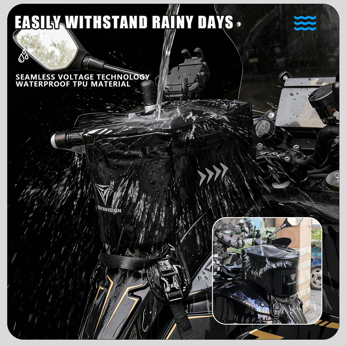 Motorcycle Tank Bag PVC Waterproof Adventure Storage Tank Bags with Straps Touch Screen Universal for Motorbike Off-road Bag