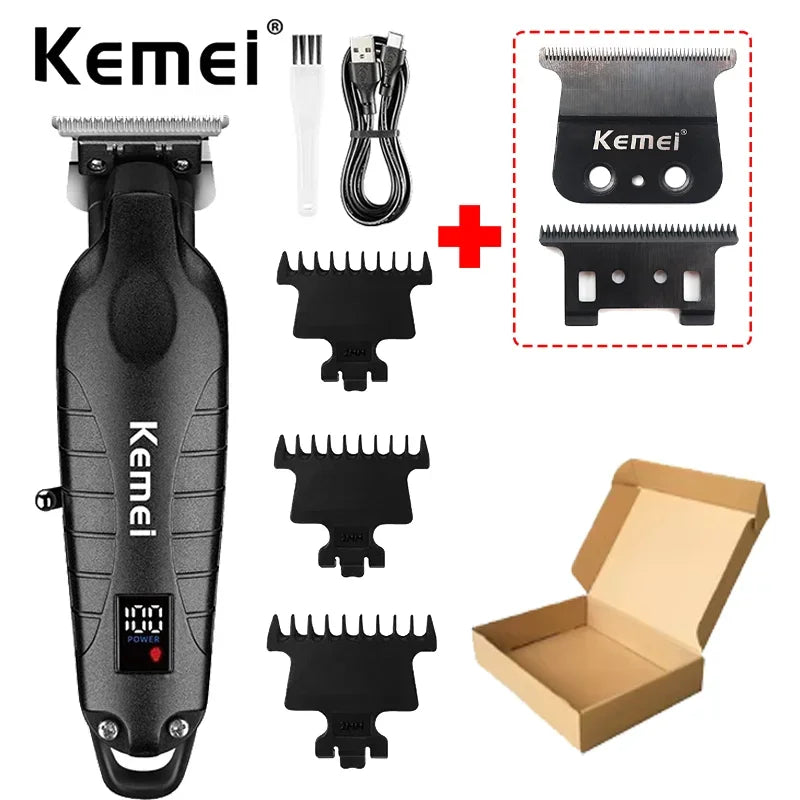 Kemei KM-2293 T95 Hair Clipper Professional Electric Rechargeable Barber Trimmer Cordless Trimmer Type-c Zero Gapped Cutting