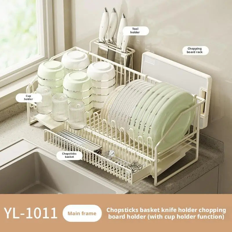 Kitchen Drain Dish Rack Holder Sink Countertop Bowl Chopstick Cutlery Storage Basket Dishes Organizer Hanger Draining Shelf