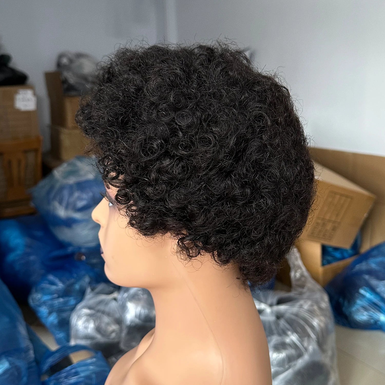 Brazilian Short Pixie Cut Wigs For Black Women Human Hair Afro Kinky Curly Wig African Curly Full Machine Made Wig