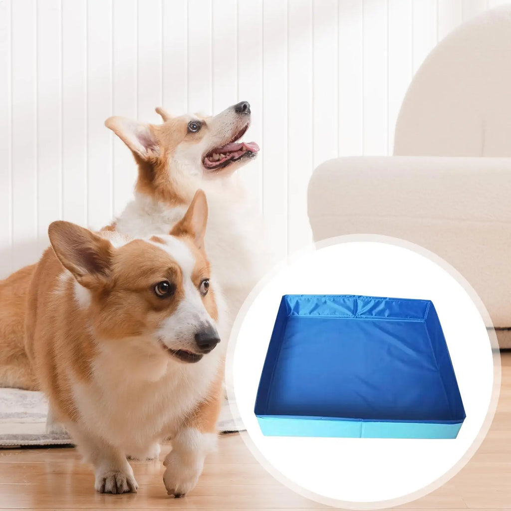 Dog Kiddie Pool PVC Square Shaped Folding Dog Bath Pool Non Inflatable Save Space small pet bathtub For Puppy Cats Pet Supplies